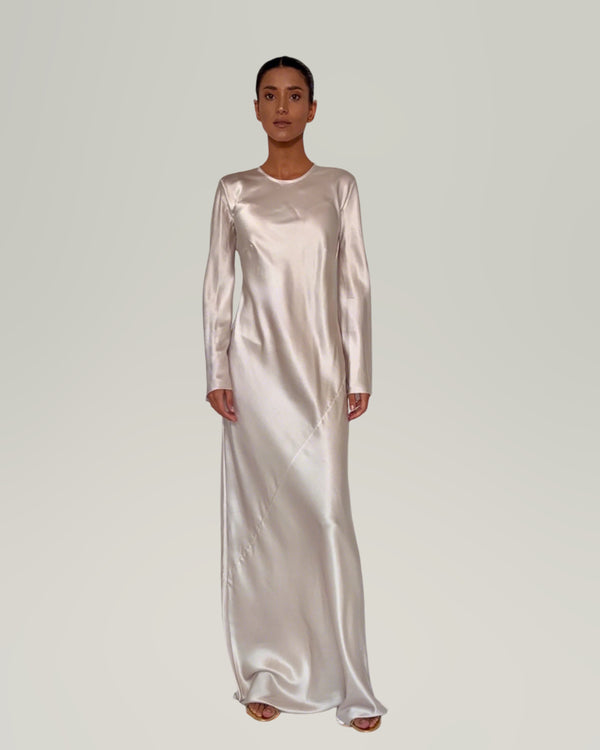 THEIA SILK-SATIN MAXI DRESS